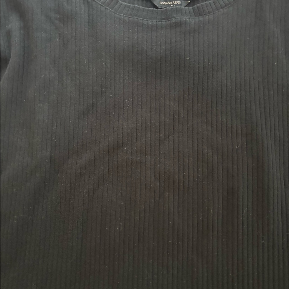 Banana Republic Women’s Black Ribbed Long Sleeve Top L - Picture 3 of 6